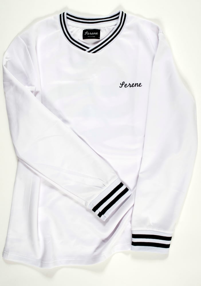 Image of White Soccer Jersey Long Sleeve