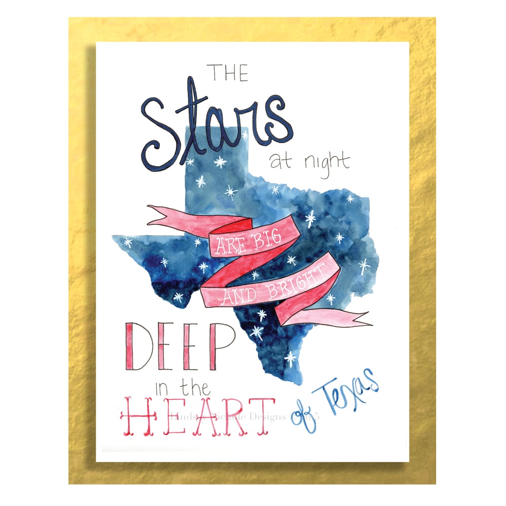 Texas Art Print: The Stars at Night are Big and Bright / Lindsay