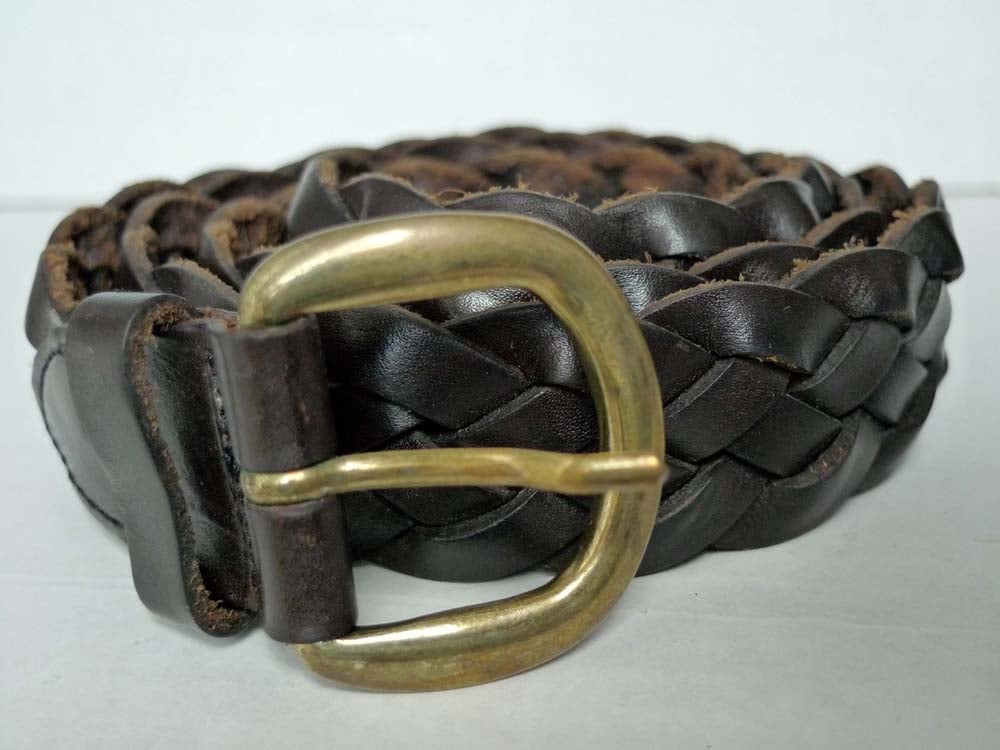 Woven Black Leather Belt | W 36 | Flute & Rye