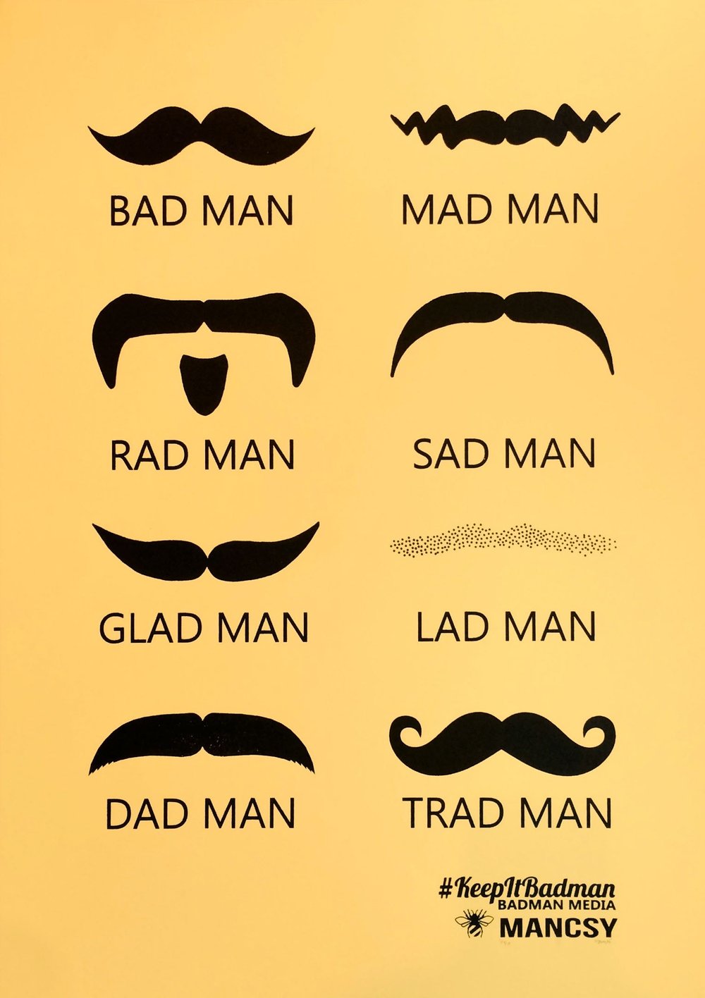 Image of A2 Bad Man on Yellow screen print 