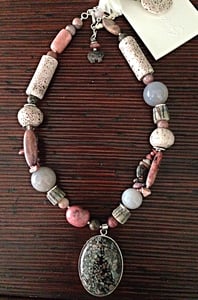 Image of Rhodonite, agate necklace set