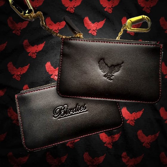 Image of Genuine Leather Cardholder W/Zipper & Gold Chain