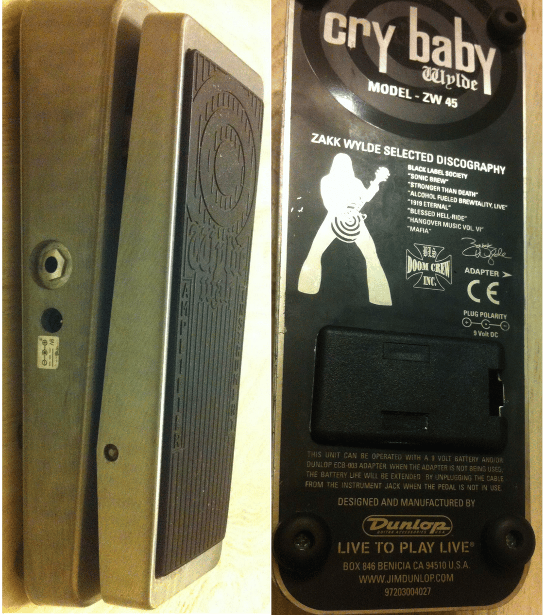 Image of Dunlop ZW-45 Zakk Wylde Signature Cry Baby / Wah Pedal