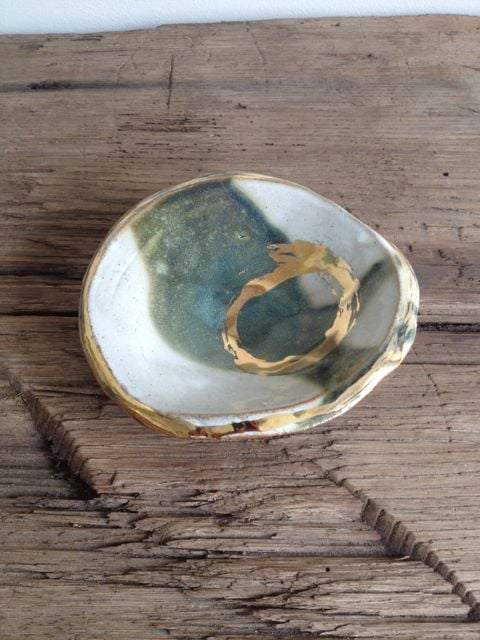 Image of fancy goods gold luster hand painted dish