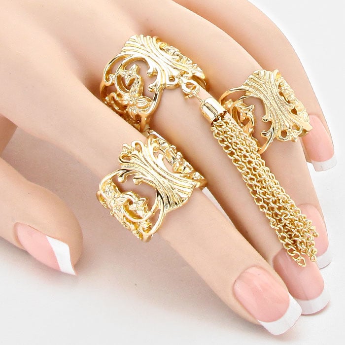 Gold hot sale tassel ring