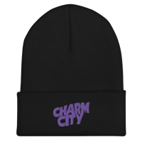 Embroidered Charm City Purple Cuffed Beanie