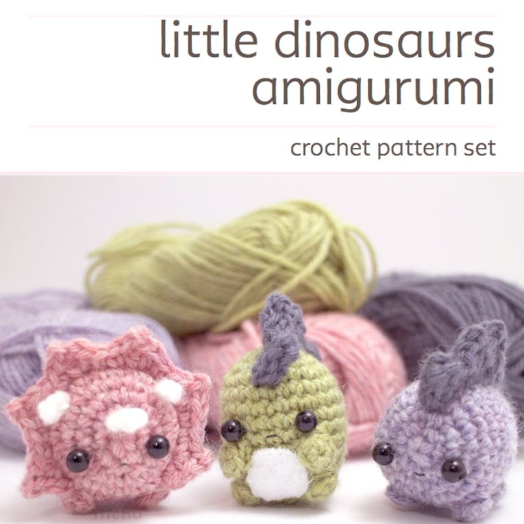 Image of crochet pattern set - amigurumi dinosaurs