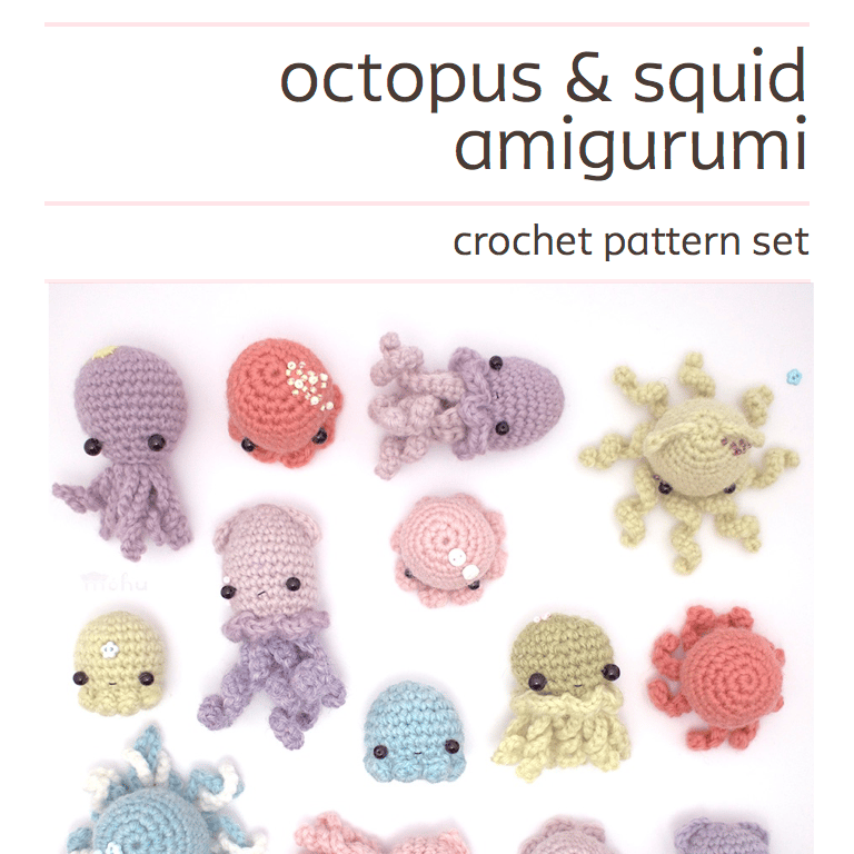 Image of crochet pattern set - octopus & squid