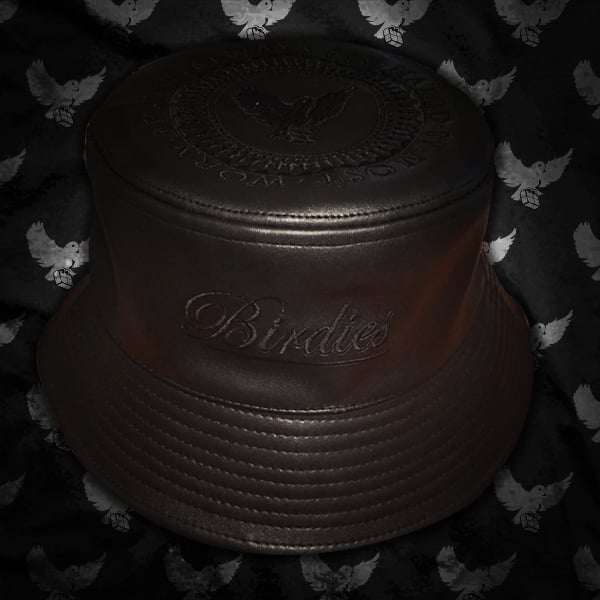 Image of Black Leather Bucket Hat