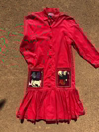 Image 1 of Red Cat pocket appliqué dress 