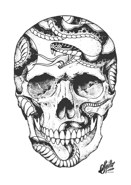 Image of A3 Logo Skull print