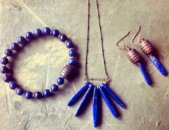 Image of Boost your immune system ~Lapis Lazuli Set with antique Copper bead and Brass Bead Chain