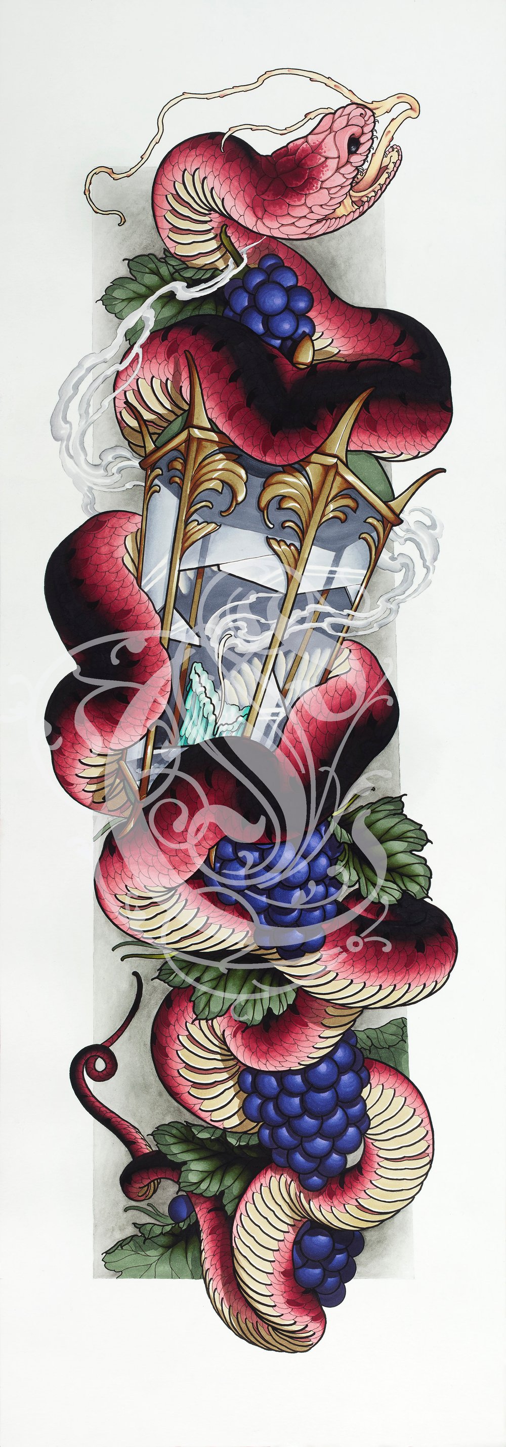 Image of 12"x35" Snake & Lantern Fine Art Print