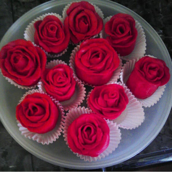Image of Chocolate roses with strawberry center