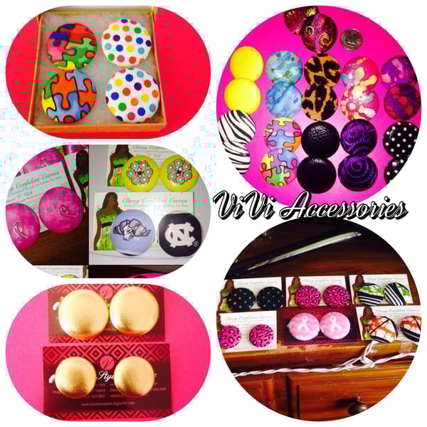 Image of Fabric Button Earrings