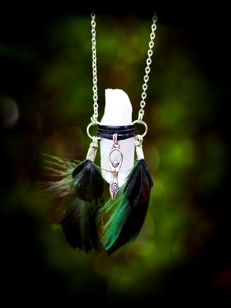 Image of Earth Goddess Leather Wrap Necklace