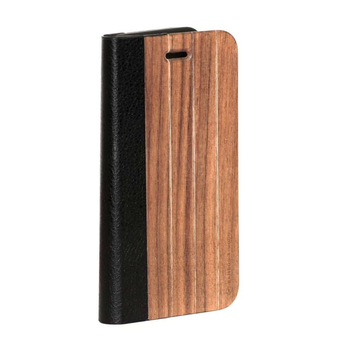 Image of iPhone 6 Wooden Flip Case in Walnut & Leather