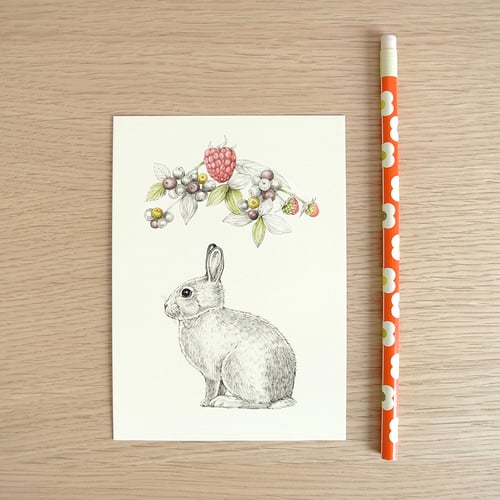 Image of Carte postale simple Lapin-fruits