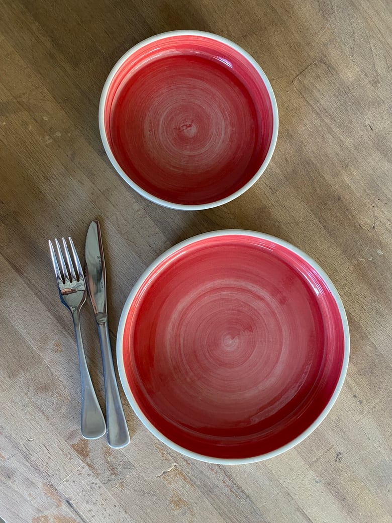 Image of RED High sided Lunch and Dessert Plates