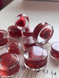 Image 2 of Double Flare Plugs - Round - 12mm - 50mm - Translucent Heart - Custom Plugs for Stretched Ears 