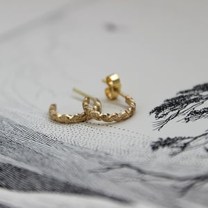 Image of laurel leaf carved hoop earrings