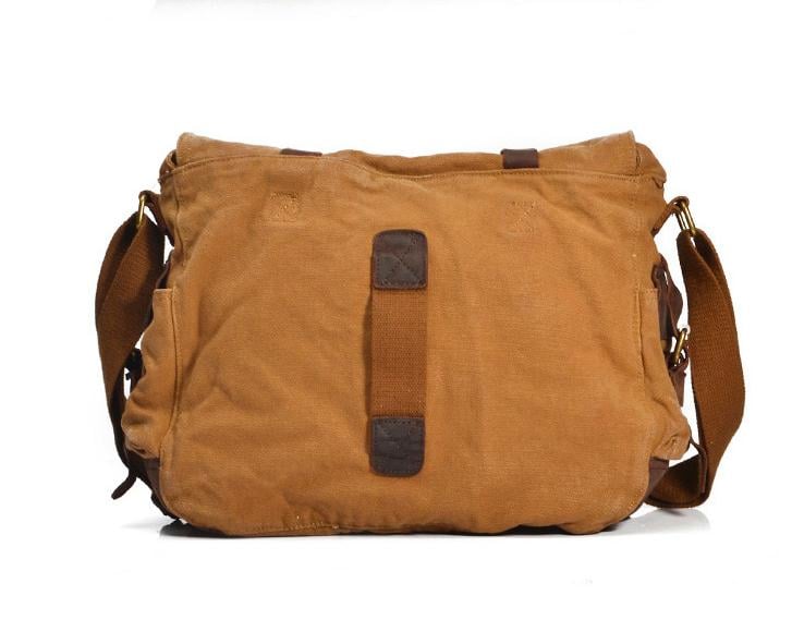 Yellow Canvas Leather Camera Bag Leisure Shoulder Bag Messenger Bag ...