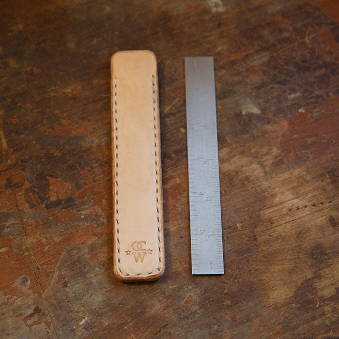 Image of 6" Tempered Steel Ruler & Leather Sheath