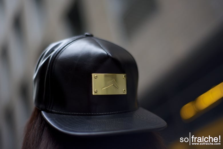 Image of Black Leather Snapback 