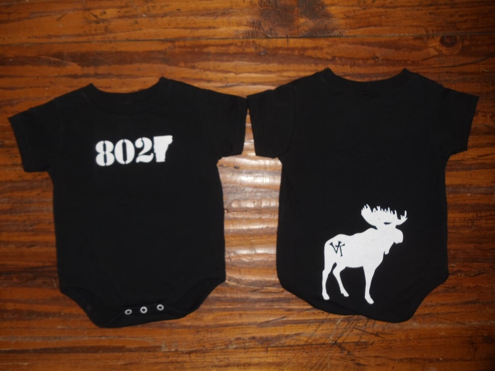 Image of 802 Onesie / 802 Bodysuit - Vermont Moose on Back - Toddler clothing - Vermont clothes