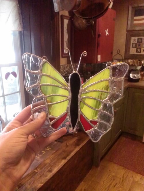 Image of Butterfly sun catcher-stained glass