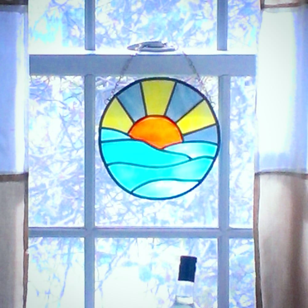 Image of Ocean Sunset-stained glass