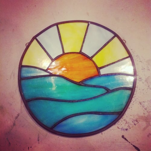 Image of Ocean Sunset-stained glass