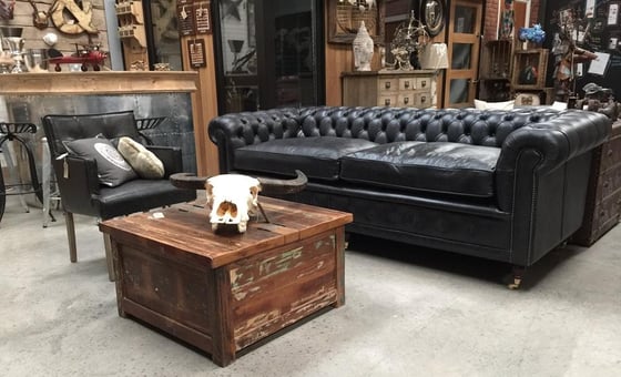 Image of Bespoke Leather Chesterfield Sofa