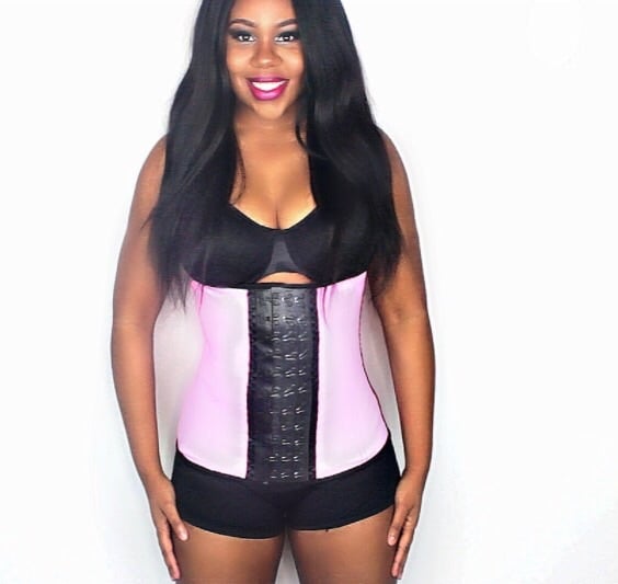 Image of Waist Snatched Corset, Cotton Pink-3 Hooks