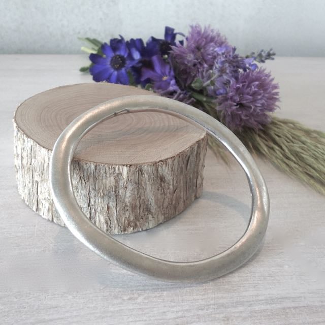 Image of Sterling silver oval bangle