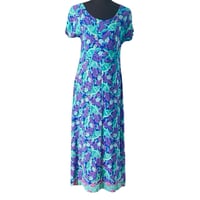 Image 1 of Vintage Tropical Print Rainbow Jo Maui Hawaii Maxi Dress Size Small- Beach Boho