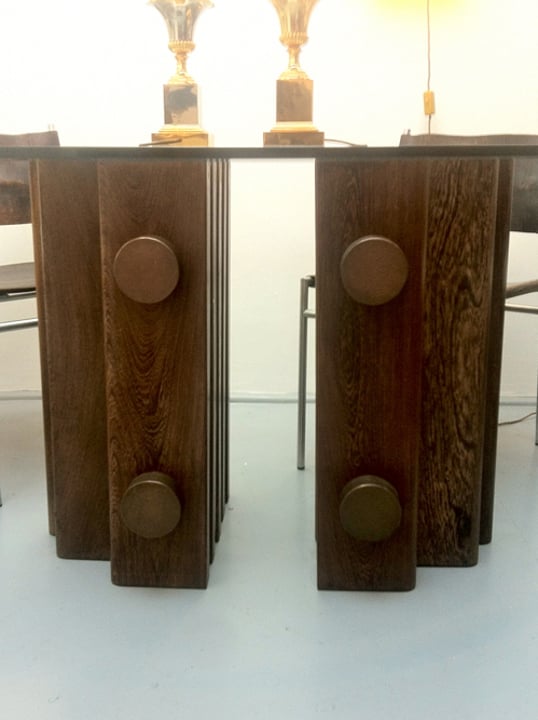 Image of Wenge and Bronze Pedestal Table