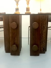 Image 2 of Wenge and Bronze Pedestal Table