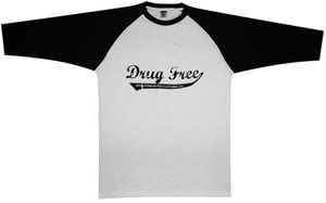 Image of WHOLEXHEARTED "DRUG FREE" STRAIGHT EDGE BASEBALL TEE 