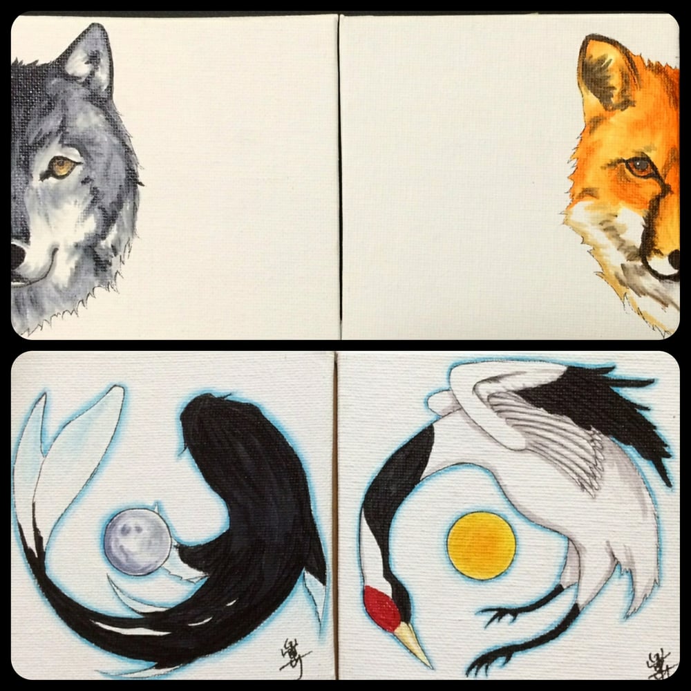Image of Yin & Yang Animals Custom Original Art on Canvas