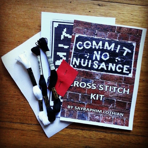 Image of 'Commit No Nuisance' Melbourne street sign cross stitch kit - Limited Edition