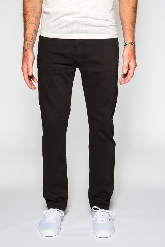 Image of Garment-dyed Italian twill in black slim fit