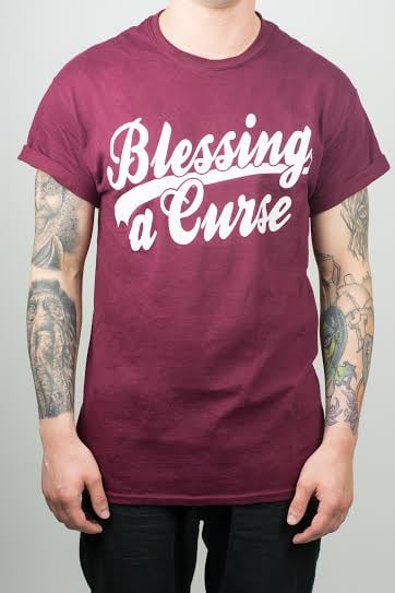 Image of Blessing A Curse Baseball Font Tee