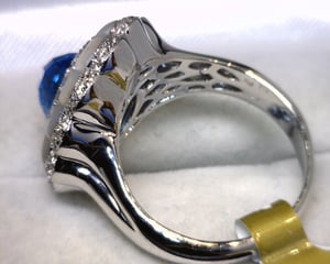 Image of 18K White Gold Blue Topaz / Diamond Ring
