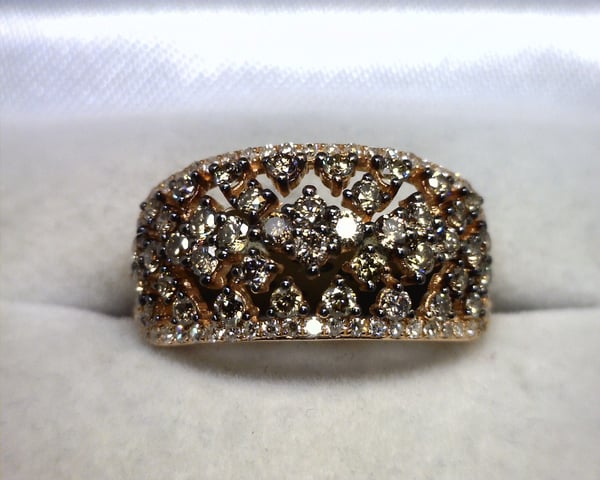 Image of 14K Rose Gold Brown / White Diamond Ring 