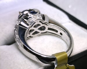 Image of 14K White Gold Ceylon Sapphire / Diamond Ring