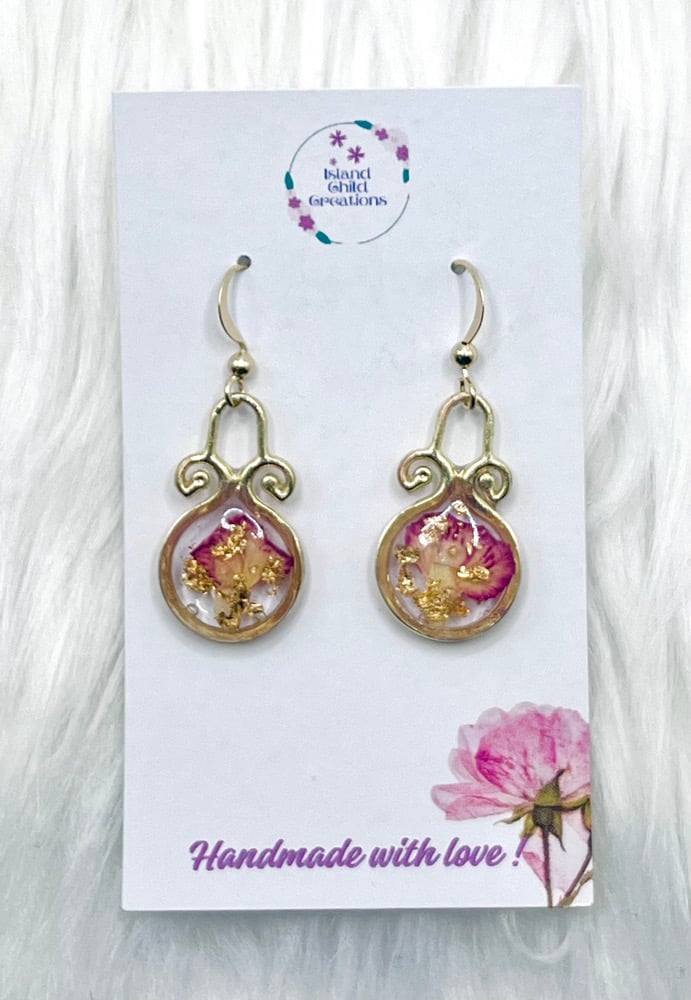 Image of YELLOW & FUCHSIA FLORAL DANGLES