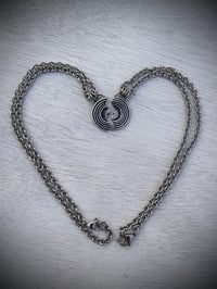 Image 2 of BFF Silver Broken Record Charm Necklace