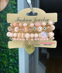 Pink Beaded Bracelet Set