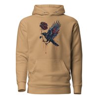 Image 5 of Unisex Hoodie, Gothic Raven With Bleeding Red Rose Hoodie